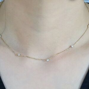 Dainty Gold Diamond Station Necklace